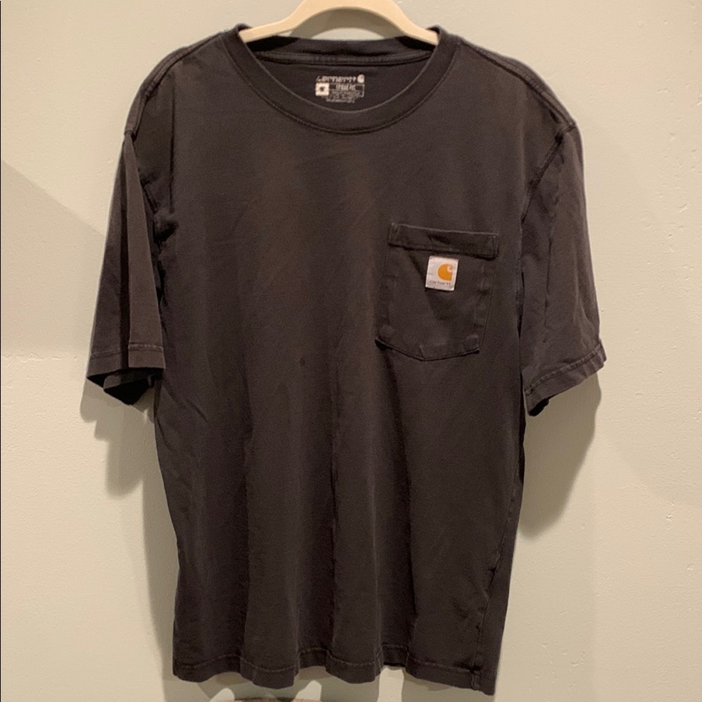 Carhartt Men's Loose Fit Dark Gray Faded Black Short Sleeve Tee Cotton Shirt